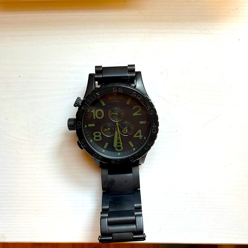 Black Nixon 51 30 Chrono Oversized Stainless Steel Mens Watch